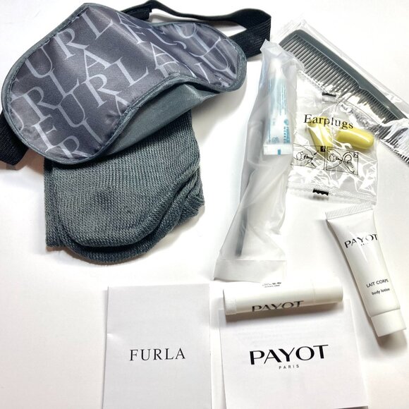 FURLA Travel Pouch Makeup Case Airline Amenity Bag With In-Flight Accessories - Picture 2 of 4